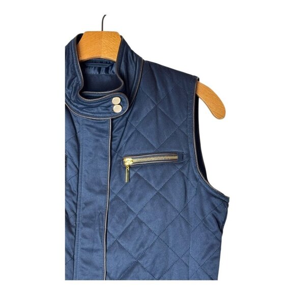 Pendleton Vest Women Small Navy Blue Quilted Full Zip‎ Outdoor Outerwear Preppy - Picture 5 of 12